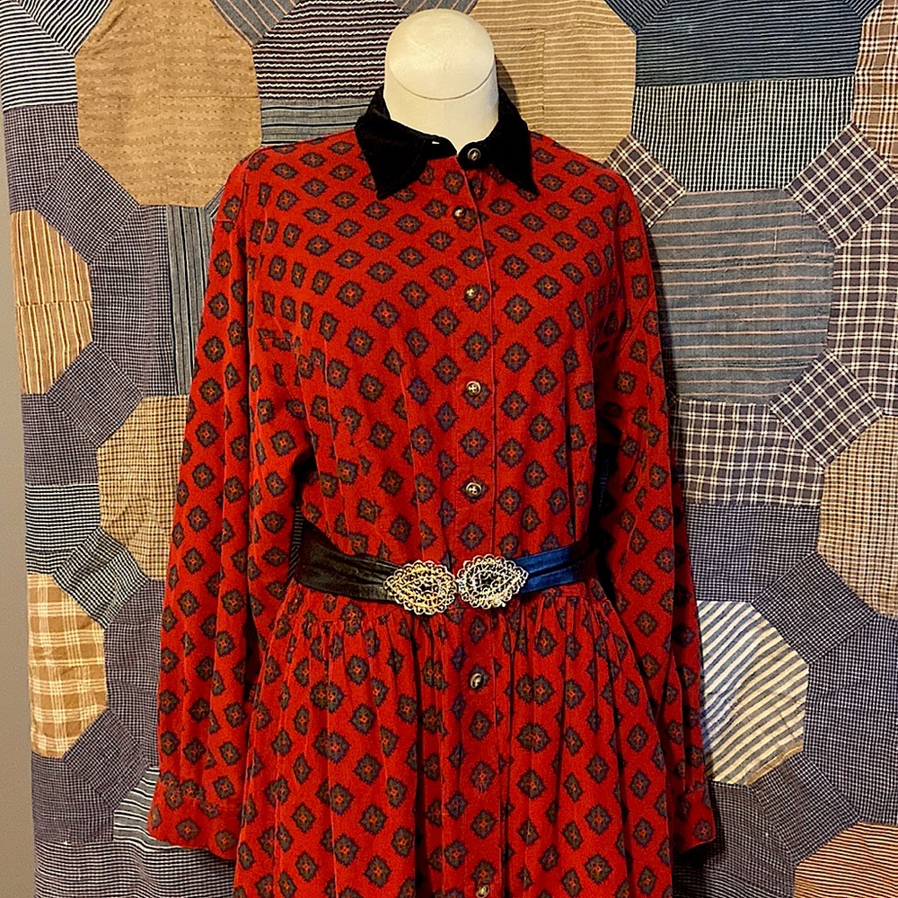 1980s Corduroy Eddie Bauer Long-Sleeve Dress